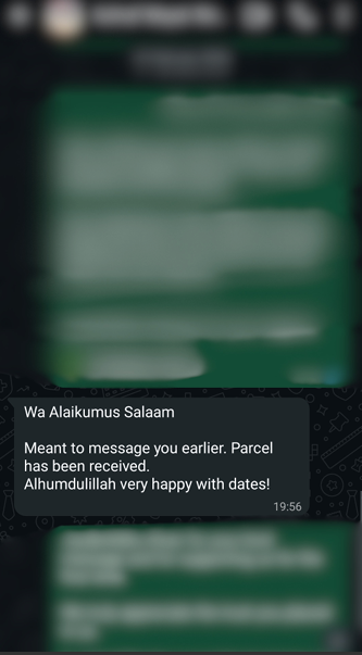 Customer review from WhatsApp